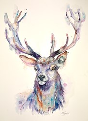 Red Stag Bust II by Amanda Gordon - Original on Paper sized 21x28 inches. Available from Whitewall Galleries