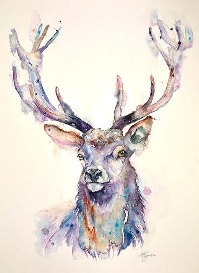 Red Stag Bust II by Amanda Gordon - Original on Paper